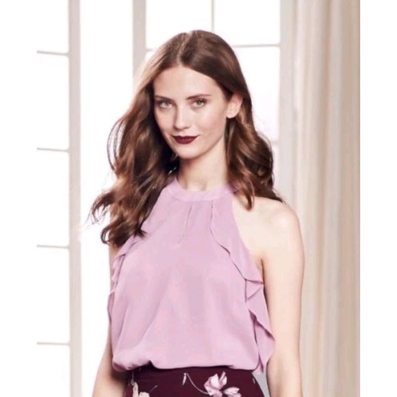 LC Lauren Conrad Tops - LC‎ Lauren Conrad Runway Collection Faint Mauve Ruffle Halter Top S Ruffle NWT